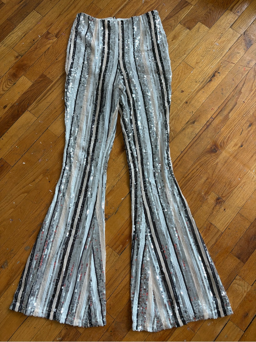 Sequin Striped Flare Pants
